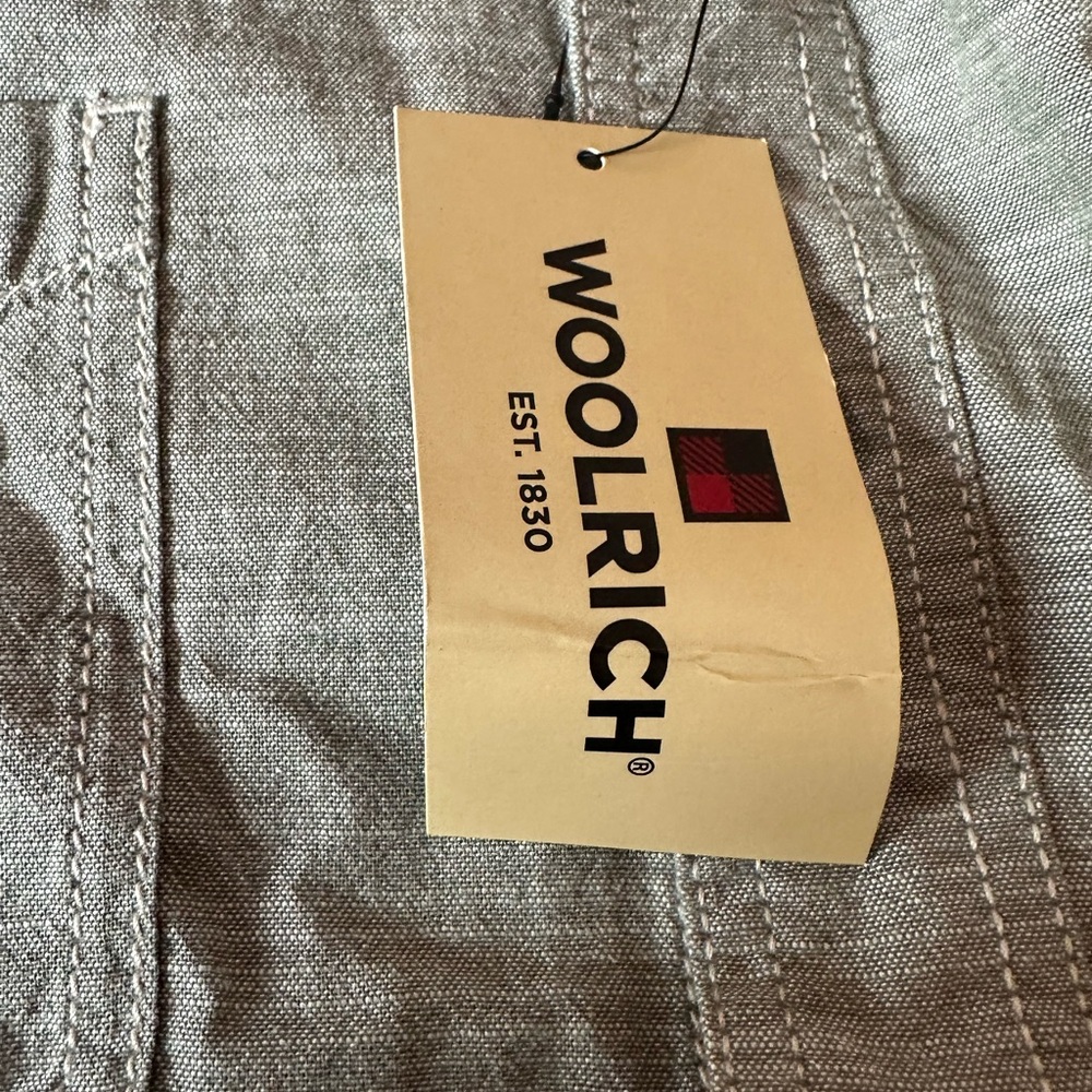 New Shirt Mens XXL Woolrich Green Solid Short Sleeve Causal Pockets - Picture 6 of 11